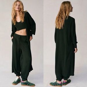 Free People Living In This Sweater Set Dark Green